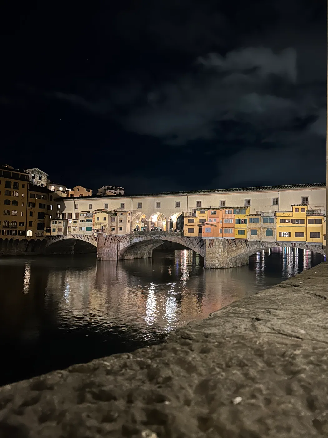 Sara's original night photo of Ponte Vecchio in Florence