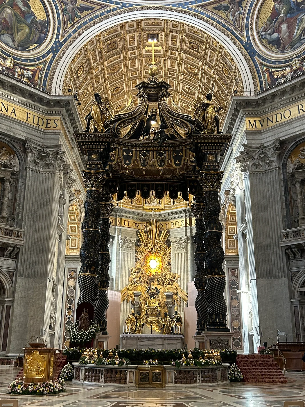 Sara's original photo of Bernini's baldachin over the main altar in St Peter's Basilica